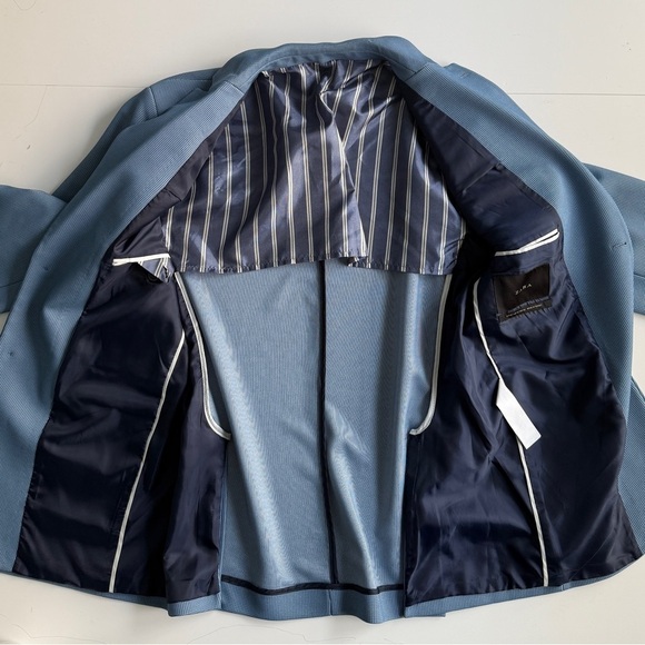 Zara Men's Sport Coat Blazer Blue Sz 42 Large L Business Casual Lightweight - Picture 10 of 14